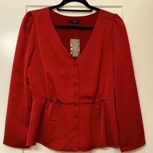 NWT Beautiful silk-like holiday blouse.